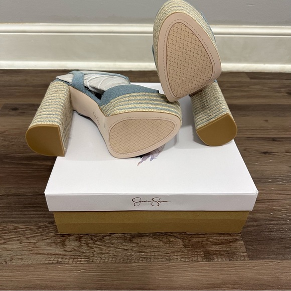 Jessica Simpson Blue Denim Ameeka Platform Sandal High Heel Shoe Size 10 - Picture 12 of 14